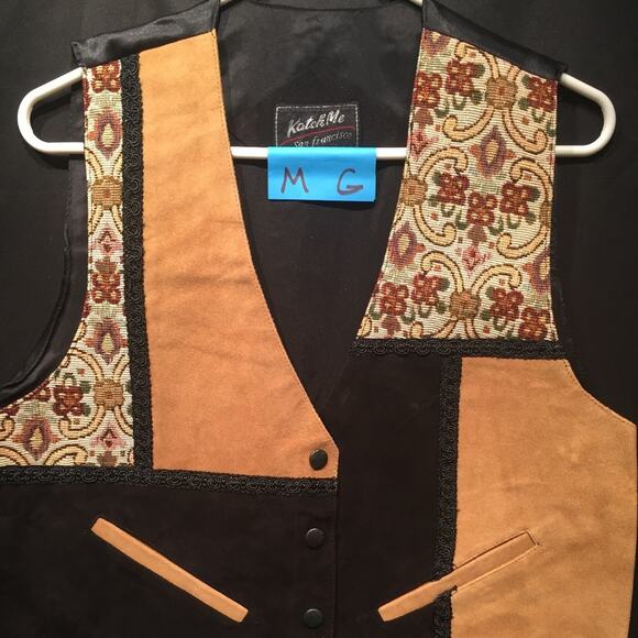 Katch Me Retro NWT Cowboy 1980s Western Suede Leather Rancher Ranch Vest M G - Picture 5 of 8
